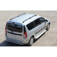 Защита порогов ТехноСфера Бумер алюминиевая с резинкой на Ларгус Кросс