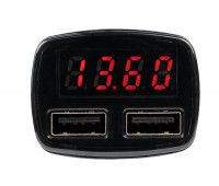 Устройство в прикуриватель 4 в 1 (вольтметр, амперметр, термометр, розетка) для ВАЗ с красной подсветкой