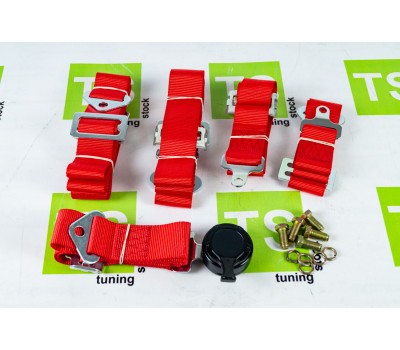 Ремни безопасности TURBOTEMA 5-ти точечные быстросъемные, красные, 2 дюйма