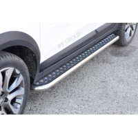 Защита порогов с алюминиевой площадкой Ø51мм (НПС) для Иксрей Кросс 