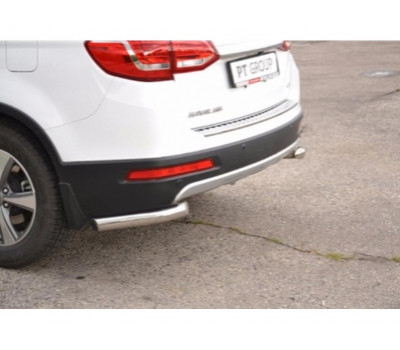 Защита заднего бампера из нержавеющей стали одинарная угловая ПТ Ø63 мм (НПС) для HAVAL H6 Защита заднего бампера из нержавеющей стали одинарная угловая ПТ Ø63 мм (НПС) для HAVAL H6