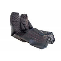 Обивка сидений (не чехлы) экокожа (центр с перфорацией и цветной строчкой Соты) для ВАЗ 2107 Обивка сидений (не чехлы) экокожа (центр с перфорацией и цветной строчкой Соты) для ВАЗ 2107