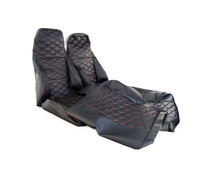 Обивка сидений (не чехлы) экокожа (центр с перфорацией и цветной строчкой Соты) для ВАЗ 2107