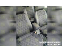 Обивка сидений (не чехлы) экокожа с тканью Полет (цветная строчка Ромб/Квадрат) для ВАЗ 2111, 2112
