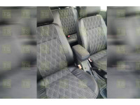 Обивка сидений (не чехлы) экокожа с тканью Полет (цветная строчка Ромб/Квадрат) на Приора 2 седан