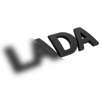 Надпись-шильдик LADA старого образца, черный матовый Надпись-шильдик LADA старого образца, черный матовый