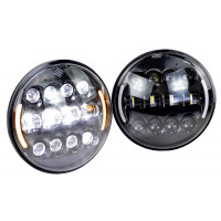 Светодиодные фары черные 90W, 7 дюймов с LED повторителем поворота и ДХО для ВАЗ 2101, 2102, Лада 4х4, Нива Легенд