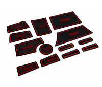 Силиконовые коврики панели приборов и консоли черно-красные для Приора 2 (2013-2018)