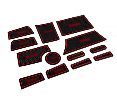 Силиконовые коврики панели приборов и консоли черно-красные для Приора 2 (2013-2018)