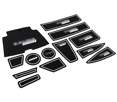 Силиконовые коврики панели приборов и консоли Sport черно-белые для Калина 2