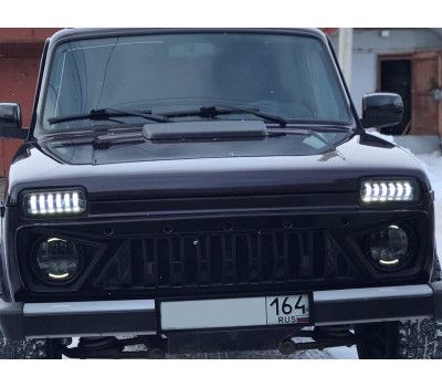 Купить светодиодные фары (черный корпус) 96W, 7 дюймов с повторителем ...