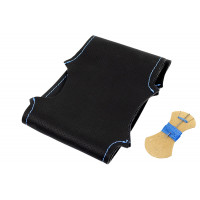 Кожаная оплетка руля Sal-Man анатомической формы с синей строчкой для Шевроле Нива рестайлинг с 2009 г., Opel Corsa D 2006-2014 г. Кожаная оплетка руля Sal-Man анатомической формы с синей строчкой для Шевроле Нива рестайлинг с 2009 г., Opel Corsa D 2006-2014 г.