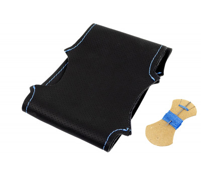 Кожаная оплетка руля Sal-Man анатомической формы с синей строчкой для Шевроле Нива рестайлинг с 2009 г., Opel Corsa D 2006-2014 г. Кожаная оплетка руля Sal-Man анатомической формы с синей строчкой для Шевроле Нива рестайлинг с 2009 г., Opel Corsa D 2006-2014 г.