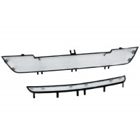 Защита радиатора (сетка) Стрелка хром для Гранта с бампером образца от 2011 года