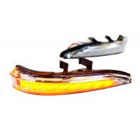 Бегающие светодиодные LED повторители поворота Лексус Стайл Sal-Man с хром отражателем и квадратными секциями в боковые зеркала образца от 2015 года для Веста, Веста SW