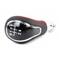 Ручка КПП Sal-Man в стиле Vesta экокожа с красной прострочкой для Приора 2, Приора, Калина 2, Калина, Гранта, ВАЗ 2113-2115, 2110-2112, 2108-21099 с кулисой (прямоугольный шток)