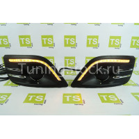 Рамки ПТФ с бегающим повторителем и ДХО на Ларгус Рамки ПТФ с бегающим повторителем и ДХО на Ларгус