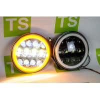 Светодиодные фары 90W, 7 дюймов черные с LED кольцом повторителя поворота и ДХО для ВАЗ 2101, 2102, Лада 4х4, Нива Легенд Светодиодные фары 90W, 7 дюймов черные с LED кольцом повторителя поворота и ДХО для ВАЗ 2101, 2102, Лада 4х4, Нива Легенд