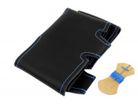 Кожаная оплетка руля Sal-man c повторением анатомической формы и синей строчкой для Лада 4х4 (Нива), ВАЗ 2105-2107