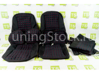 Обивка сидений (не чехлы) ткань с алькантарой (цветная строчка Ромб/Квадрат) под раздельный задний ряд сидений для Гранта