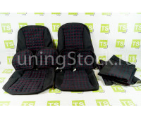 Обивка сидений (не чехлы) ткань с алькантарой (цветная строчка Ромб/Квадрат) под цельный задний ряд сидений для Гранта