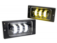 Светодиодные ПТФ Sal-Man 29W 4600lux 3 полосы двухцветные (бело-синий 6000К и желтый 3000К) для ВАЗ 2110-2112, 2113-2115, Шевроле Нива до рестайлинга 2009 года
