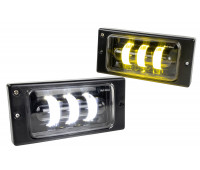 Светодиодные ПТФ Sal-Man 29W 4600lux 3 полосы двухцветные (бело-синий 6000К и желтый 3000К) для ВАЗ 2110-2112, 2113-2115, Шевроле Нива до рестайлинга 2009 года