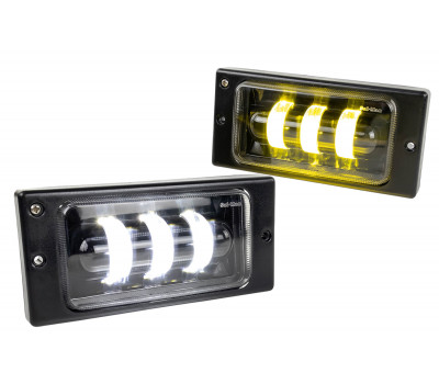 Светодиодные ПТФ Sal-Man 29W 4600lux 3 полосы двухцветные (бело-синий 6000К и желтый 3000К) для ВАЗ 2110-2112, 2113-2115, Шевроле Нива до рестайлинга 2009 года