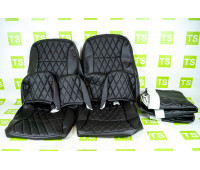 Обивка сидений (не чехлы) экокожа гладкая с цветной строчкой Ромб/Квадрат на ВАЗ 2108-21099, 2113-2115, 5-дверная Лада 4х4 (Нива) 2131