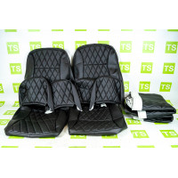 Обивка сидений (не чехлы) экокожа гладкая с цветной строчкой Ромб/Квадрат для ВАЗ 2108-21099, 2113-2115, 5-дверной Лада 4х4 (Нива) 2131