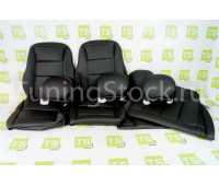 Обивка сидений (не чехлы) экокожа с перфорированной центральной частью и горизонтальной отстрочкой (Линии) на Приора седан