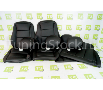 Обивка сидений (не чехлы) экокожа с алькантарой с горизонтальной отстрочкой (Линии) на Приора 2 седан