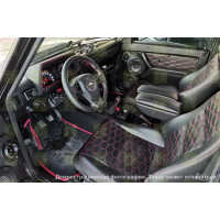 Обивка сидений (не чехлы) экокожа гладкая с цветной строчкой Соты для 3-дверной Лада 4х4 (Нива) 21213, 21214