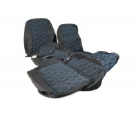 Обивка сидений (не чехлы) ткань с алькантарой (цветная строчка Соты) для ВАЗ 2111, 2112