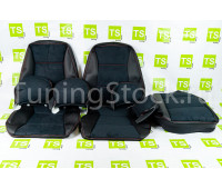 Обивка сидений (не чехлы) экокожа с алькантарой, горизонтальной отстрочкой (Линии) на ВАЗ 2111, 2112