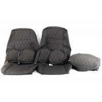 Обивка сидений (не чехлы) ткань с черной тканью 10мм (цветная строчка Ромб/Квадрат) для Приора хэтчбек, универсал