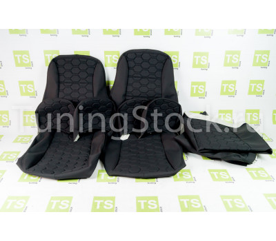 Обивка сидений (не чехлы) ткань с черной тканью 10мм (цветная строчка Соты) под цельный задний ряд сидений для Гранта FL