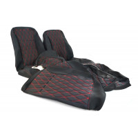 Обивка сидений (не чехлы) с черной тканью 10мм (цветная строчка Ромб/Квадрат) для ВАЗ 2111, 2112