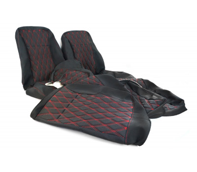 Обивка сидений (не чехлы) с черной тканью 10мм (цветная строчка Ромб/Квадрат) для ВАЗ 2111, 2112