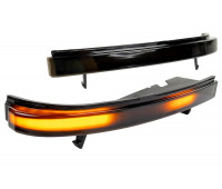 Динамические желтые повторители поворота Мультиплазма с черным стеклом в зеркала нового образца для Приора