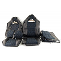 Обивка (не чехлы) сидений Recaro экокожа с алькантарой (цветная строчка Ромб/Квадрат) для Приора седан, ВАЗ 2110 Обивка (не чехлы) сидений Recaro экокожа с алькантарой (цветная строчка Ромб/Квадрат) для Приора седан, ВАЗ 2110