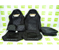 Обивка (не чехлы) сидений Recaro (черная ткань, центр Скиф) на ВАЗ 2111, 2112, Приора хэтчбек, универсал