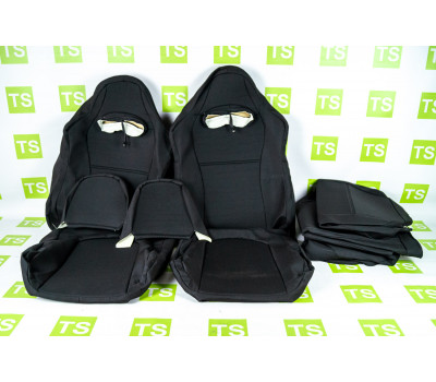Обивка (не чехлы) сидений Recaro черная ткань (центр черная ткань 10мм) на ВАЗ 2111, 2112, Приора хэтчбек, универсал