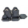 Обивка (не чехлы) сидений Recaro экокожа гладкая с цветной строчкой Ромб/Квадрат для ВАЗ 2111, 2112, Приора хэтчбек, универсал