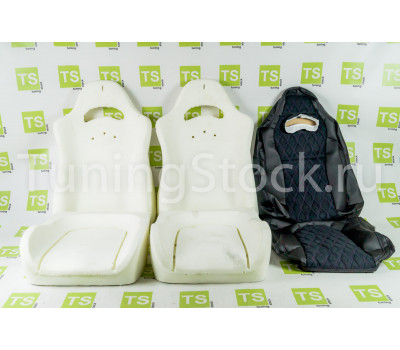 Комплект для сборки сидений Recaro экокожа с алькантарой (цветная строчка Ромб/Квадрат) на ВАЗ 2110, Приора седан