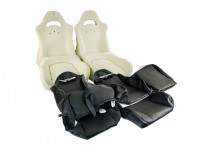 Комплект для сборки сидений Recaro экокожа (центр с перфорацией) с цветной строчкой Соты на ВАЗ 2110, Приора седан