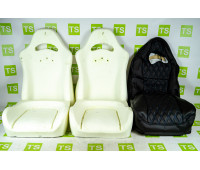 Комплект для сборки сидений Recaro экокожа (центр с перфорацией и цветной строчкой Ромб/Квадрат) на ВАЗ 2111, 2112, Приора хэтчбек, универсал
