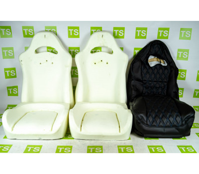 Комплект для сборки сидений Recaro экокожа (центр с перфорацией и цветной строчкой Ромб/Квадрат) на ВАЗ 2111, 2112, Приора хэтчбек, универсал