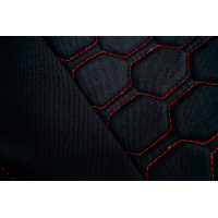 Обивка (не чехлы) сидений Recaro (черная ткань, центр из ткани на подкладке 10мм с цветной строчкой Соты) для ВАЗ 2108-21099, 2113-2115, 5-дверной Нива 2131