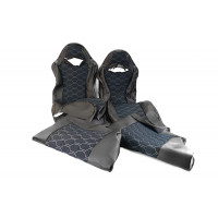 Обивка (не чехлы) сидений Recaro экокожа с алькантарой (цветная строчка Соты) для ВАЗ 2108-21099, 2113-2115, 5-дверной Нива 2131